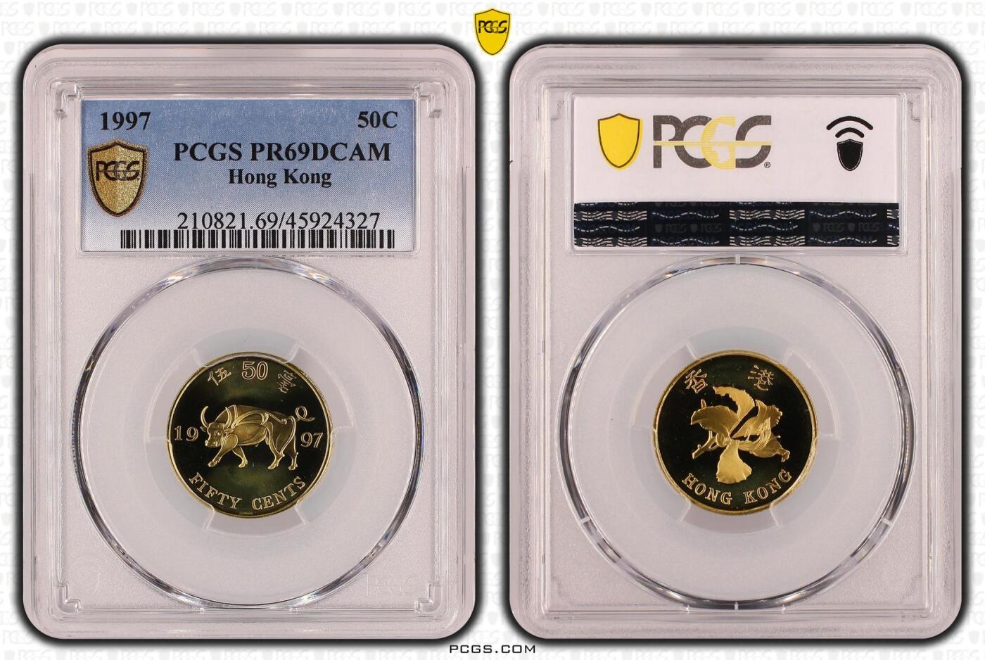 香港 1997, 全新的 纪念钞 精制币, 认证于 PCGS PR 69DCAM 6 Pieces & PCGS PR 68DCAM 1 Piece 