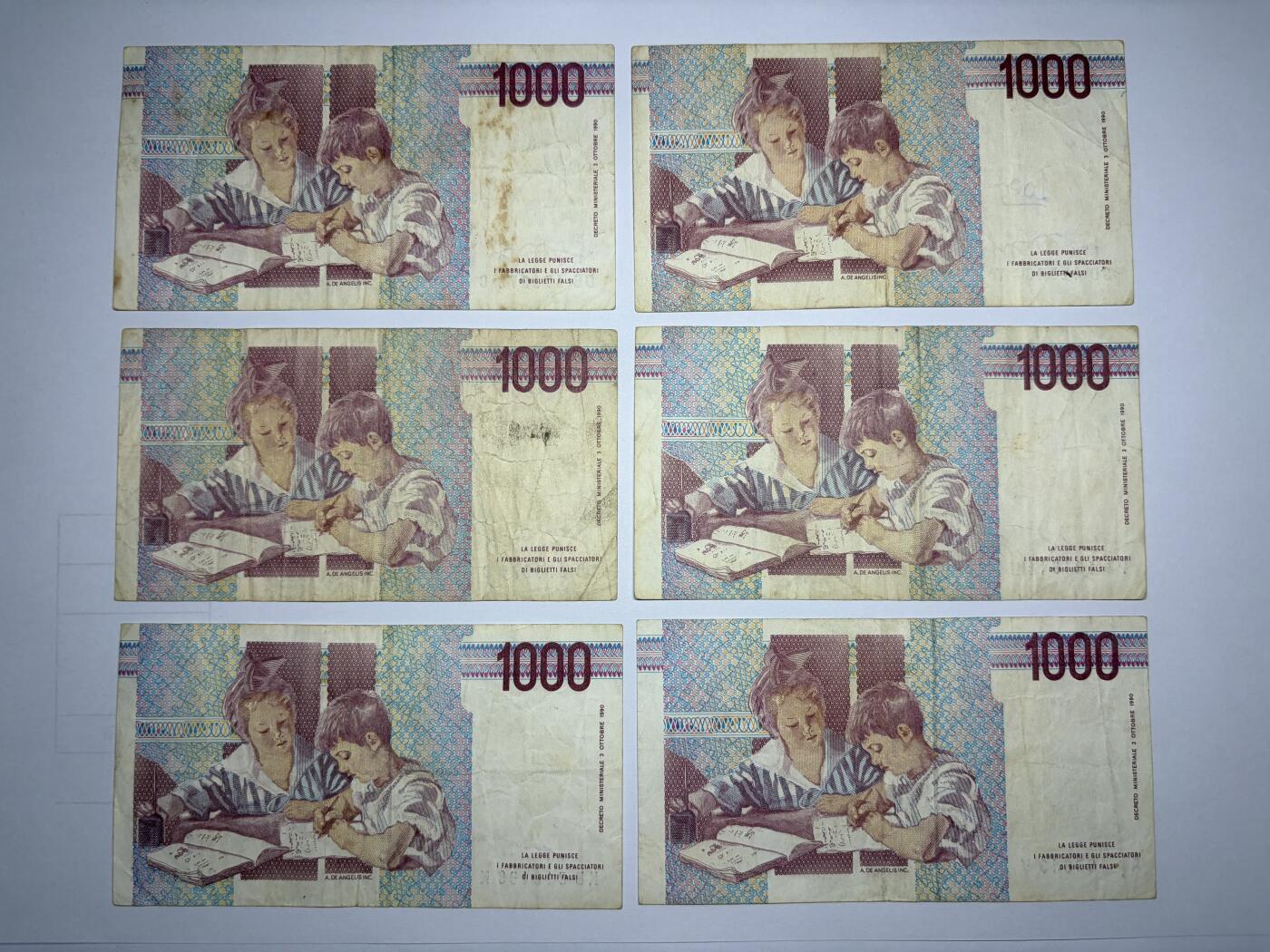 2025年集古藏今外币拍卖第九期-第10场—（总第280拍-纸币专场），本期拍完结算一次，发货时间2-3天，休息几天后继续新的一期拍卖。 意大利1000里拉6张