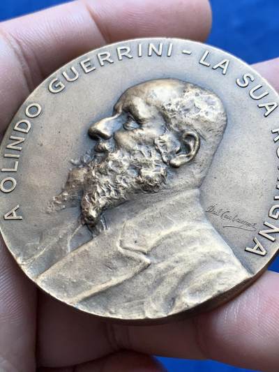 《竞宝斋》第429场 周日，周一，周二 3场连拍 （全场包邮） 1916-1986年奥林多·圭里尼70周年纪念章 62.5克 54.8mm