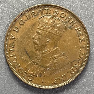 回流1019 -  澳大利亚🇦🇺1921年1便士铜币 乔治五世 直径30.5mm