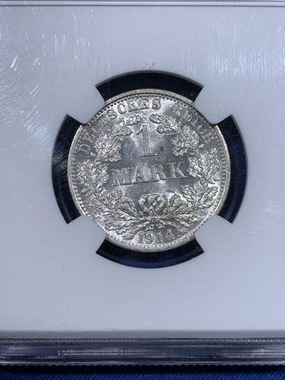 《竞宝斋》第429场 周日，周一，周二 3场连拍 （全场包邮） NGC MS62 德国1914 F版长翅膀1马克银币