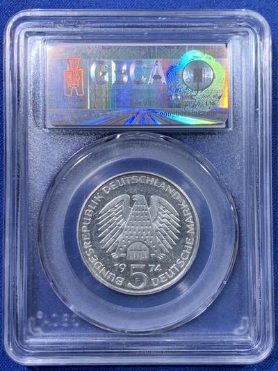 《竞宝斋》第429场 周日，周一，周二 3场连拍 （全场包邮） 两枚一组 公博 MS63 委内瑞拉1960年1玻利瓦尔银币+公博 MS65 德国1974年5马克银币-纪念联邦宪法25周年 11.2克