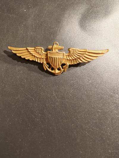 老王徽章第157期 - 美国海军航空兵飞行员技能章    包10k金     3英寸全尺寸    二战时期横针版    缺横针