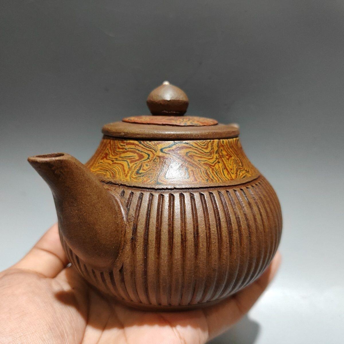 正宗宜兴紫砂壶 绞泥仿古茶壶手工制作 320cc