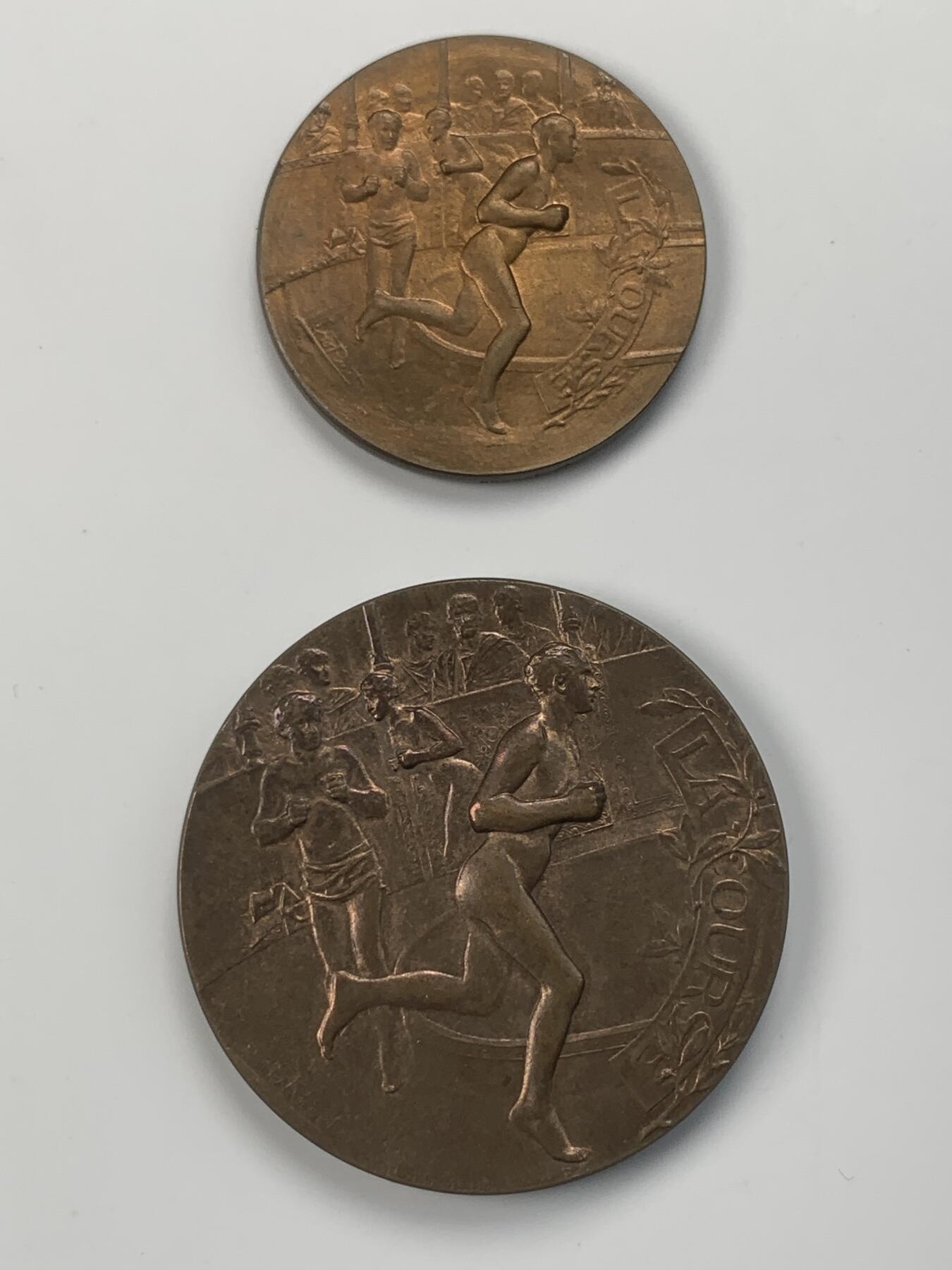 掌中浮雕-藏着的欧洲第038场 法国马拉松铜质对章，31mm/41mm