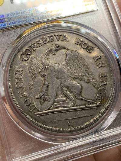 《竞宝斋》第429场 周日，周一，周二 3场连拍 （全场包邮） 唯一冠军分 PCGS MS62 瑞士 1793 巴塞尔 景观泰勒大银币 瑞士景观稳步上涨品种 打制好的不多见 本品包浆细节都属难遇状态