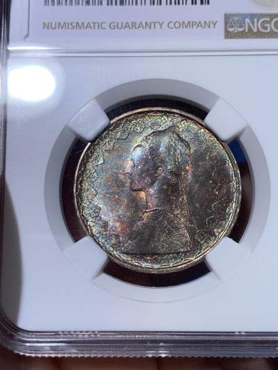 《竞宝斋》第429场 周日，周一，周二 3场连拍 （全场包邮） NGC MS65 意大利1966年500里拉银币，经典人妻帆船设计，双面深彩包浆。