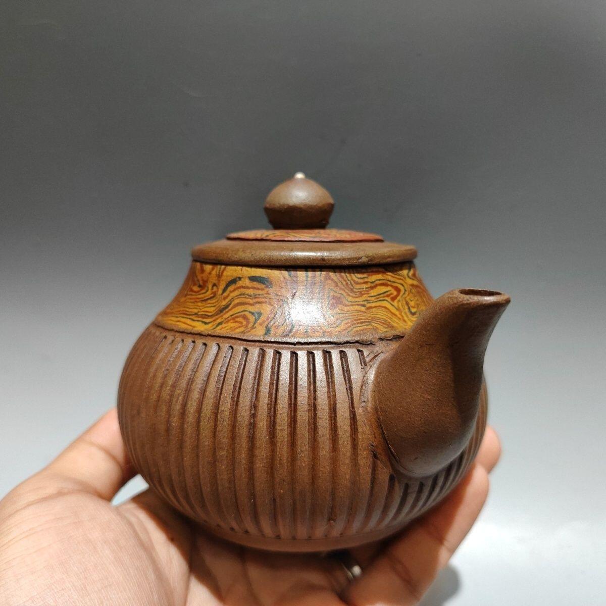 正宗宜兴紫砂壶 绞泥仿古茶壶手工制作 320cc