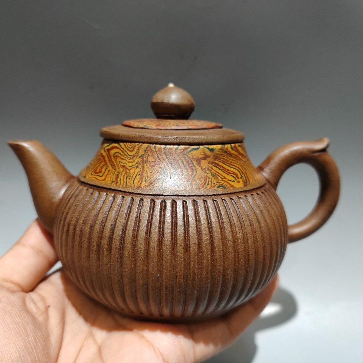 正宗宜兴紫砂壶 绞泥仿古茶壶手工制作 320cc