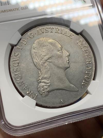 《竞宝斋》第429场 周日，周一，周二 3场连拍 （全场包邮） NGC MS61 奥地利帝国 1824年 收官年份 弗朗西斯一世 泰勒大银币 该品种普遍弱打 能上MS确实不易