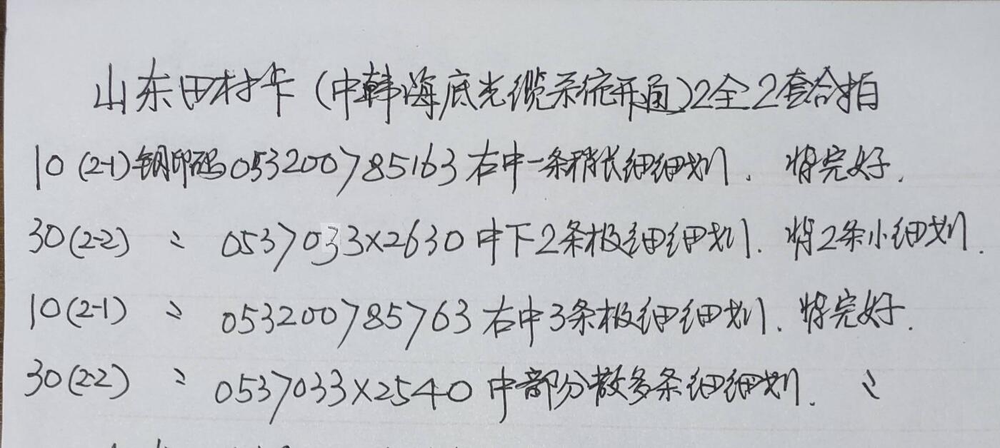 公藏第57期裸卡拍卖 山东田村卡（中韩海底光缆开通）2全2套合拍，品相钢印码见描述。
