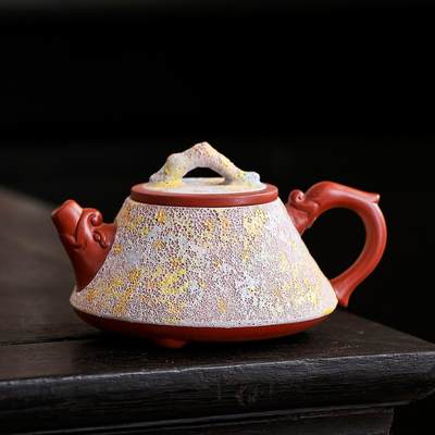 紫砂古岩矿虫洞油半手工茶壶 - 紫砂古岩矿虫洞油半手工茶壶