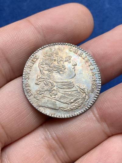 《竞宝斋》第429场 周日，周一，周二 3场连拍 （全场包邮） 法国路易十五巴黎市政银代币 5.8克 27.7mm