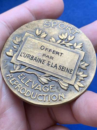 《竞宝斋》第429场 周日，周一，周二 3场连拍 （全场包邮） 法国马术比赛铜章 70克 50mm 丰饶角铜标