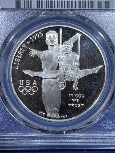 《竞宝斋》第429场 周日，周一，周二 3场连拍 （全场包邮） PCGS PR68DCAM 美国1995年1元百年奥运-体操精制纪念银币 26.73g 900银
