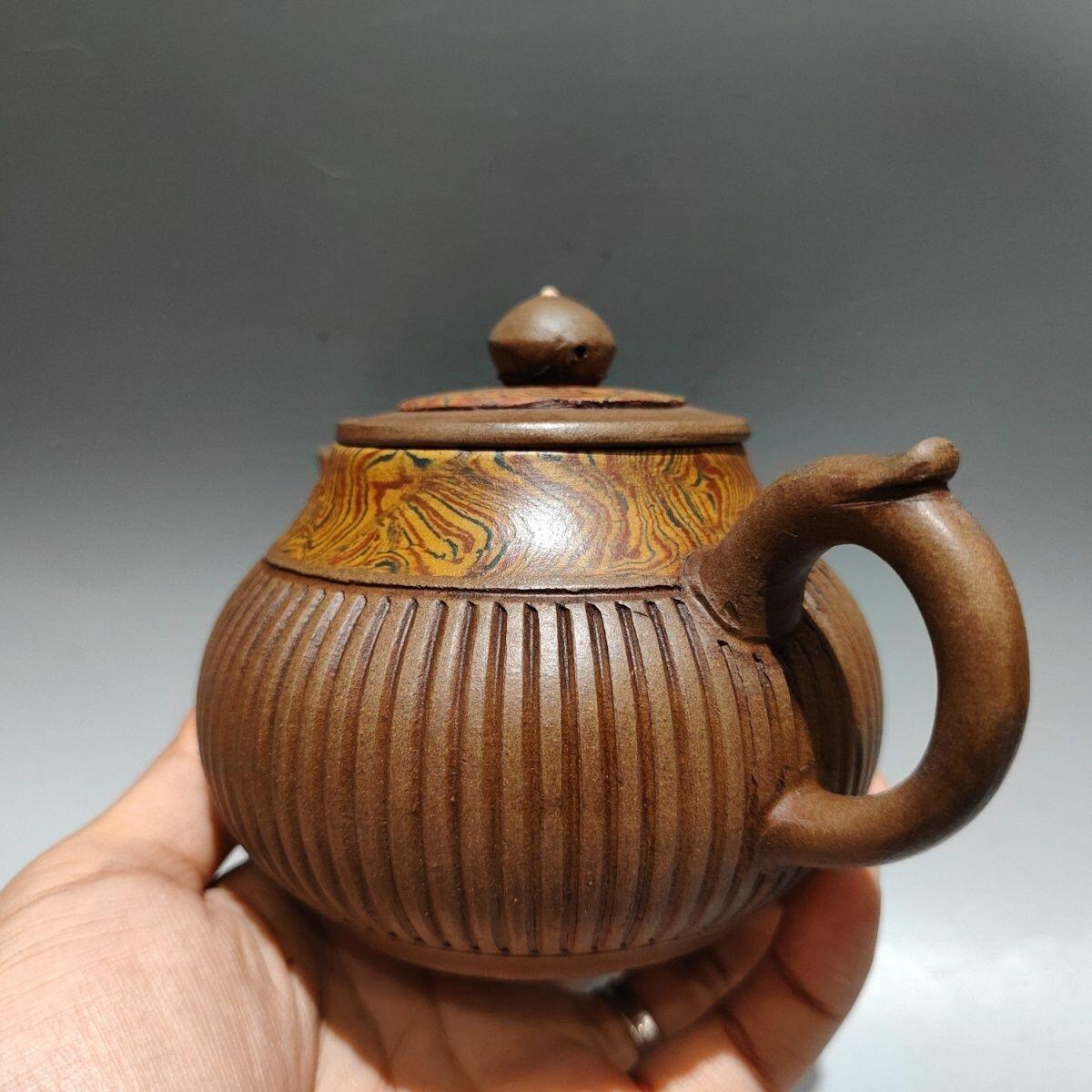 正宗宜兴紫砂壶 绞泥仿古茶壶手工制作 320cc
