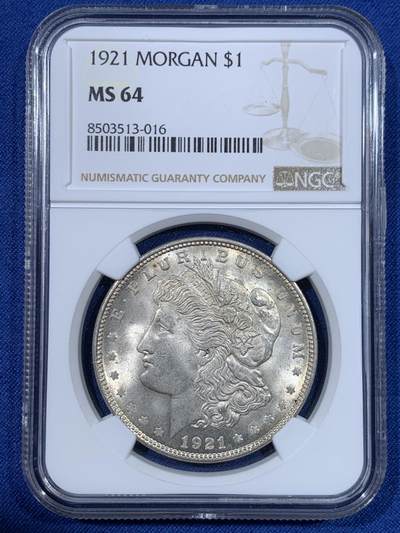 《竞宝斋》第429场 周日，周一，周二 3场连拍 （全场包邮） - NGC MS64 美国 1921年 摩根1美元银币