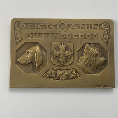 掌中浮雕-藏着的欧洲第038场 - 1931年法国宠物展纪念铜章，40*60mm，62g，原纸盒破损