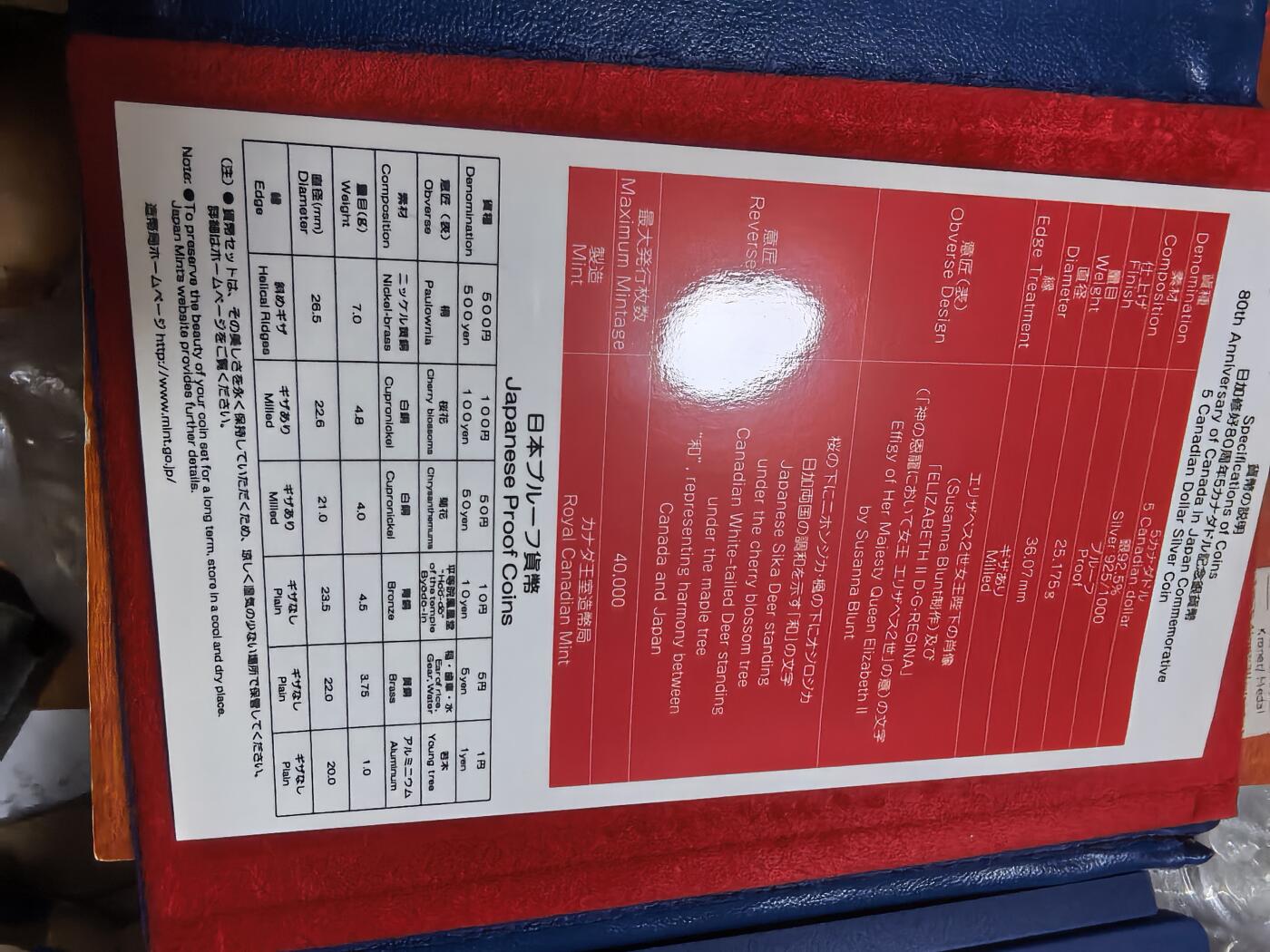 长老汇蛇年精选第六十四场拍卖 2009日加友好80周年7枚精装套币，盒证全，含5加元同主题精制银币1枚，25.175克925银，克书标注1盎司999银