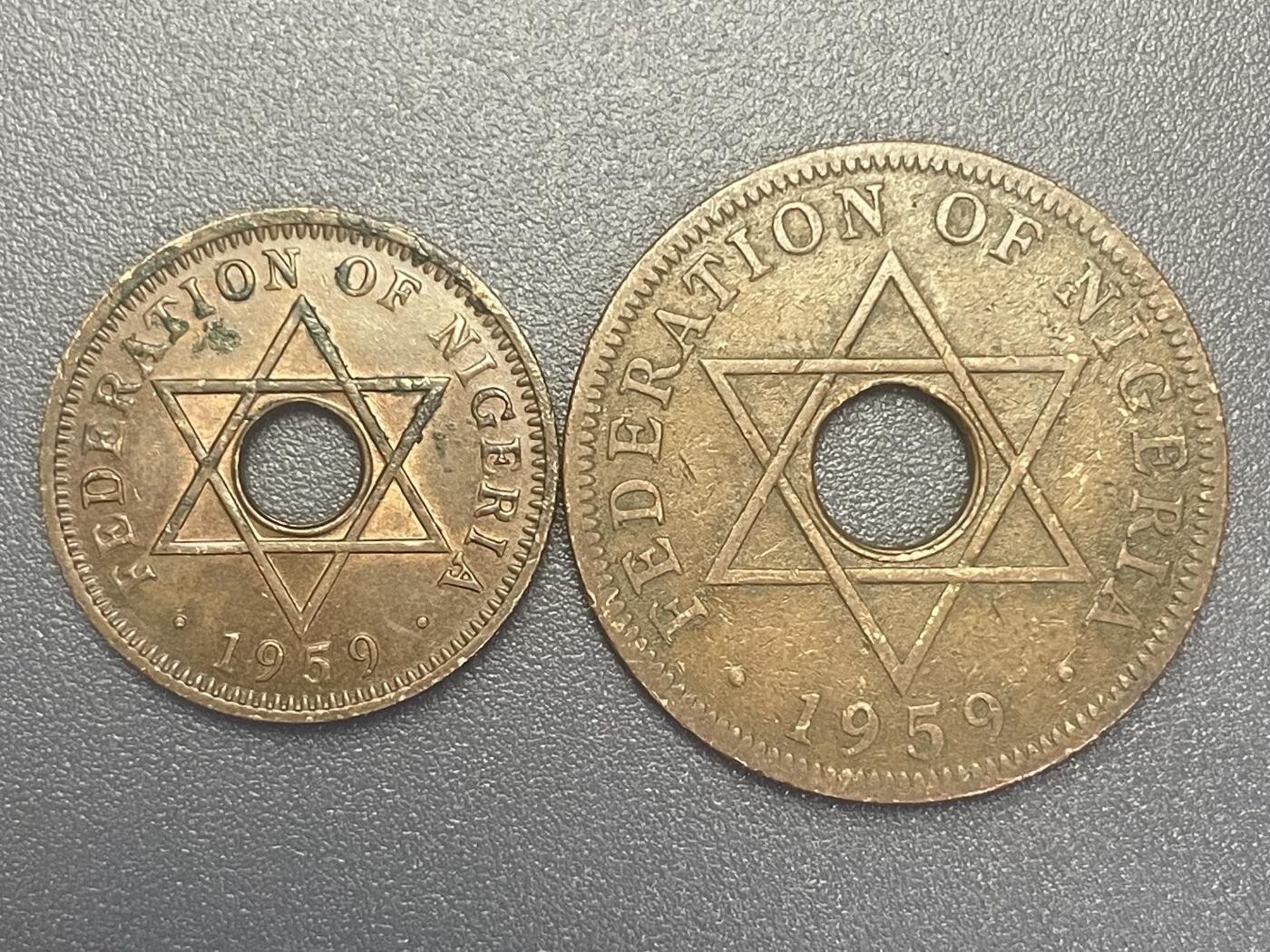 回流1019 英属尼日利亚🇳🇬1959年半便士、一便士各一枚