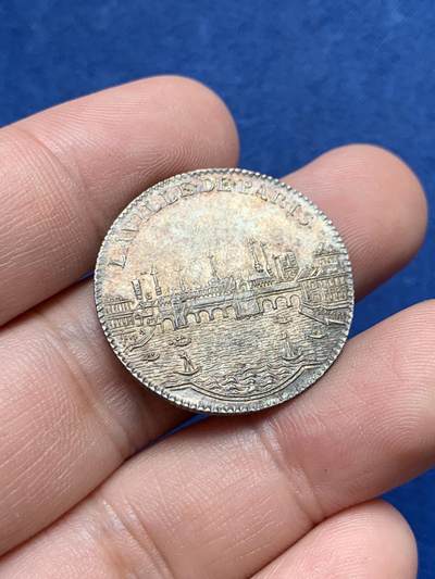 《竞宝斋》第429场 周日，周一，周二 3场连拍 （全场包邮） 法国路易十五巴黎市政银代币 5.8克 27.7mm