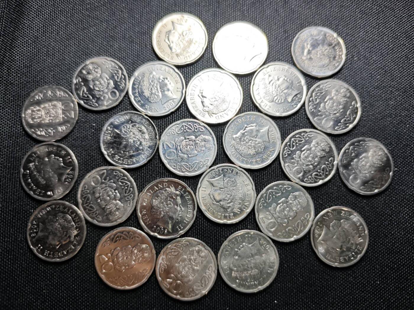 KK钱币收藏小铺  （套币 批量/好品散币 银币）专场  2月预留时间 周末发货  新西兰20分24枚一组