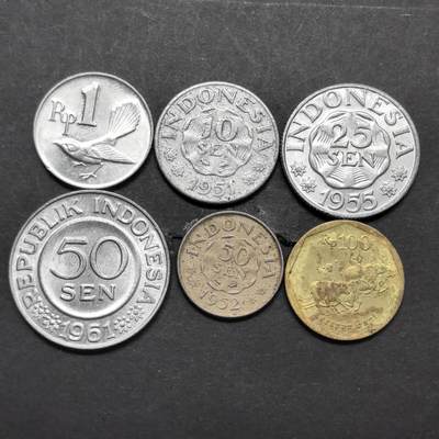 各国硬币第5期 无佣金 - 印度尼西亚 不同6个