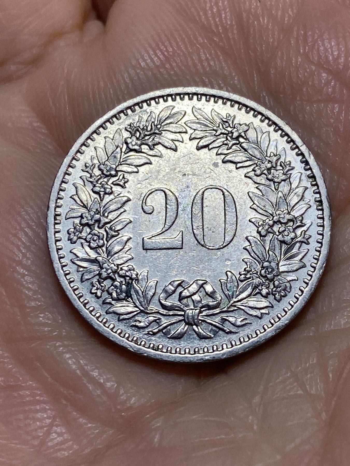 2025年第一百一十三场(总第一百三十九场）瑞士辅币专场(免佣金) 瑞士🇨🇭1975年20分(第三版，无标)