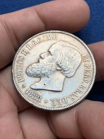 《竞宝斋》第429场 周日，周一，周二 3场连拍 （全场包邮） 巴西1888年佩德罗二世2000瑞斯大银币