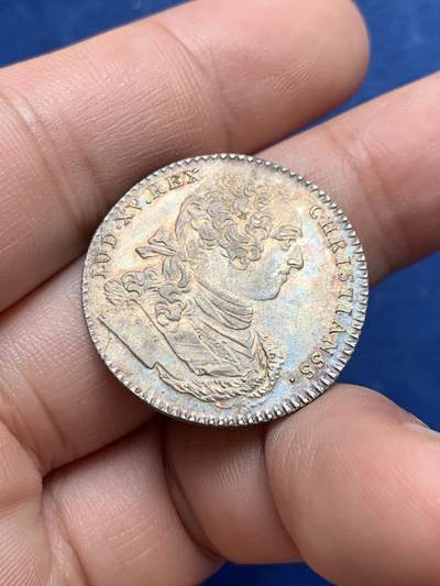 《竞宝斋》第429场 周日，周一，周二 3场连拍 （全场包邮） 法国路易十五巴黎市政银代币 5.8克 27.7mm