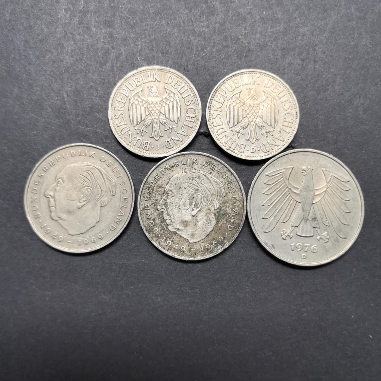 各国硬币第5期 无佣金 德国1 2 5马克 5个