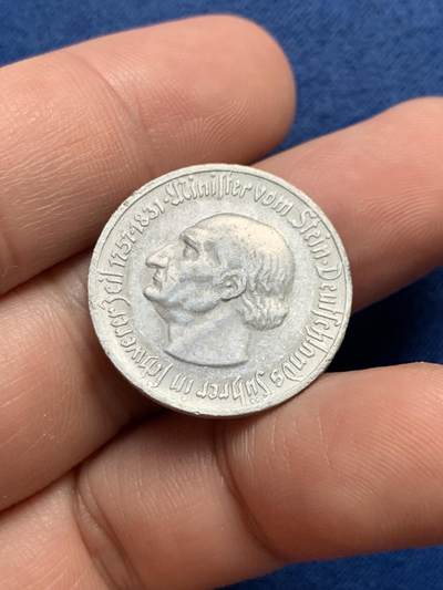 《竞宝斋》第429场 周日，周一，周二 3场连拍 （全场包邮） 德国紧急状态币 1921年50芬尼铝币 小面值不多见