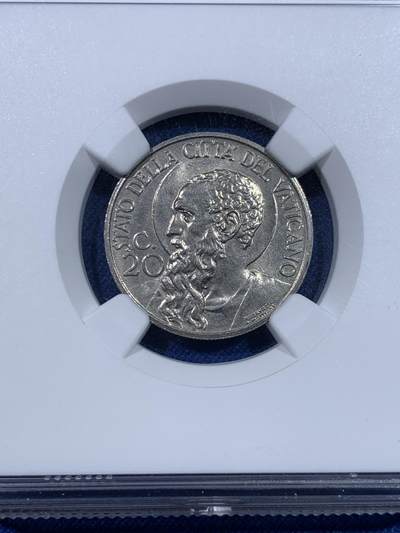 《竞宝斋》第429场 周日，周一，周二 3场连拍 （全场包邮） NGC MS64 梵蒂冈 1933-34年 20分镍币 天主教禧年特别纪念