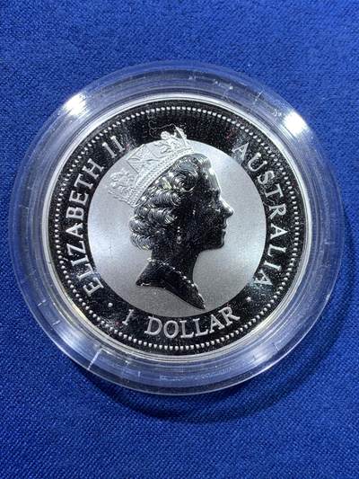 《竞宝斋》第429场 周日，周一，周二 3场连拍 （全场包邮） 澳大利亚1996年蜂鸟熊猫镶嵌银币，含纯银1盎司，镶嵌0.5克黄金，发行1.5万枚，为北京国际钱币展而发行，金银价飞涨，值得入手