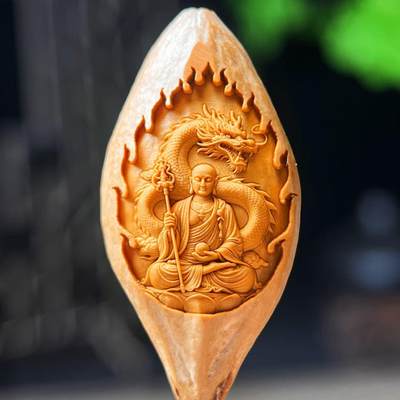 听雨轩（2）竹木核雕专场 - 橄榄核雕 2.0地藏王 单粒