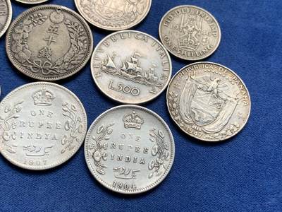 《竞宝斋》第430场 周日，周一，周二 3场连拍 （全场包邮） 10枚一组 各国银币 总重约108.7克 细节见图