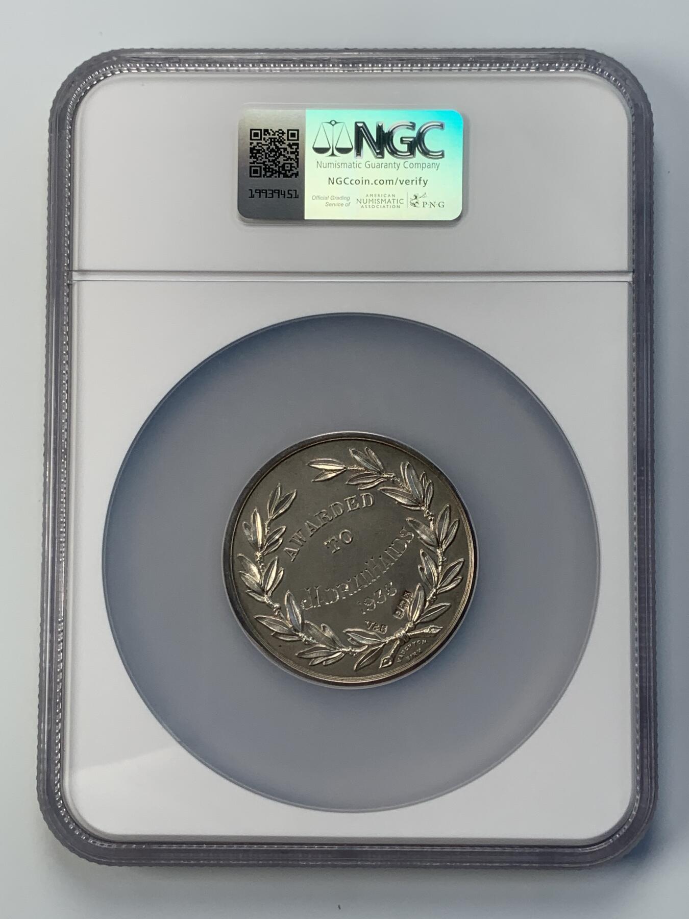 掌中浮雕-藏着的欧洲第038场 NGC UNCD ：1936年英国模型工程协会颁发的获奖银章，51mm