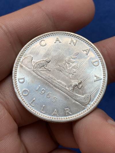 《竞宝斋》第430场 周日，周一，周二 3场连拍 （全场包邮） 加拿大 1965年 伊丽莎白二世女王像-划船1加元银币