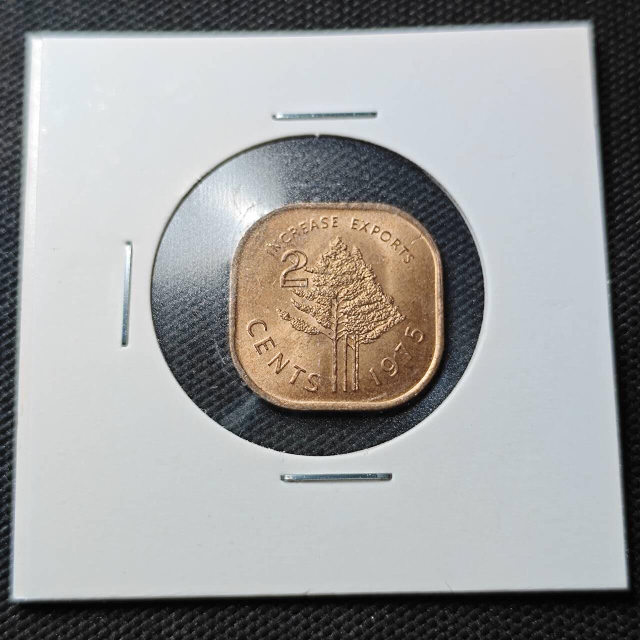 KK钱币收藏小铺  第356场  2月预留时间 周末发货  斯威士兰2分铜币 好品