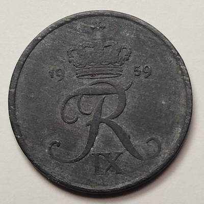 布加迪🐬～世界钱币(上海)🌾第 252 期 /  各国套币和散币 - 丹麦🇩🇰 1959年 2欧尔锌币