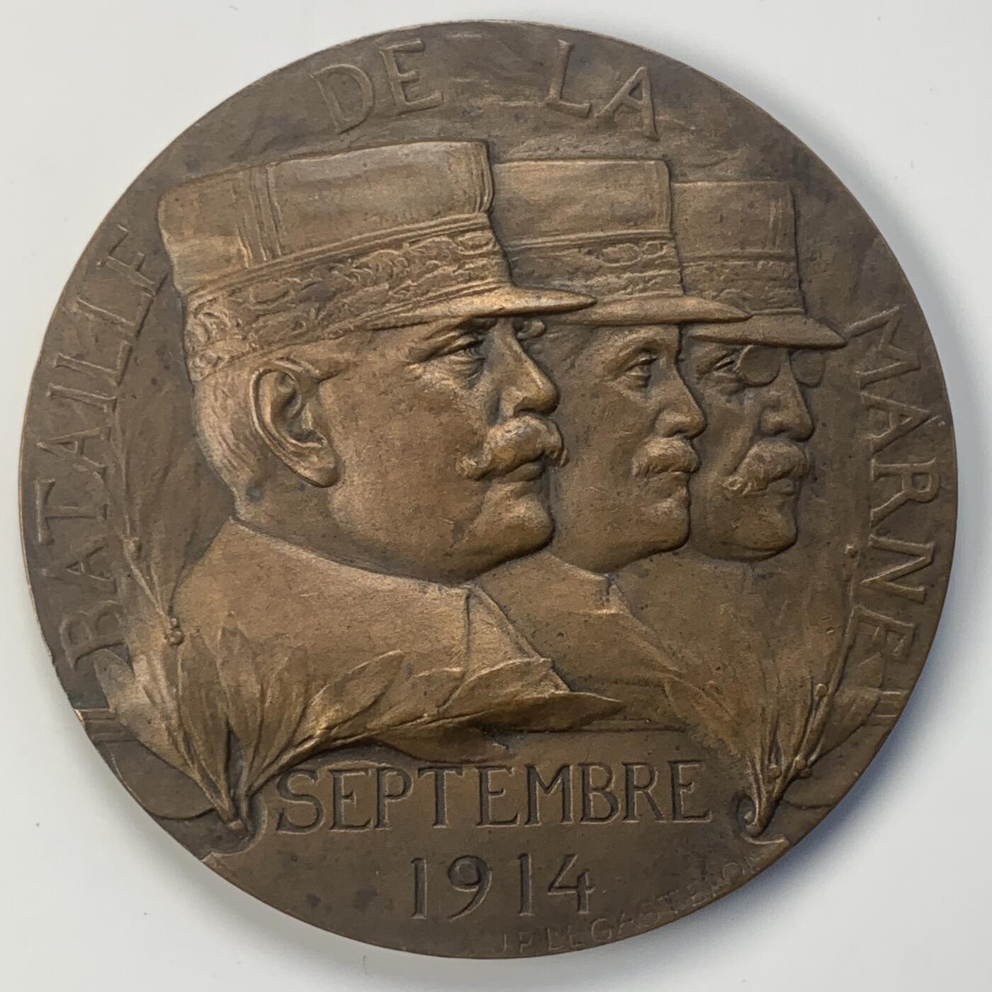 掌中浮雕-藏着的欧洲第038场 1914年法国一战系列马恩河战役纪念大铜章，68mm