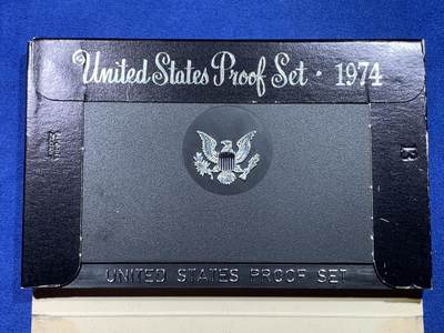 《竞宝斋》第430场 周日，周一，周二 3场连拍 （全场包邮） 美国1974年官方精制套币 含艾克大一元精制币！