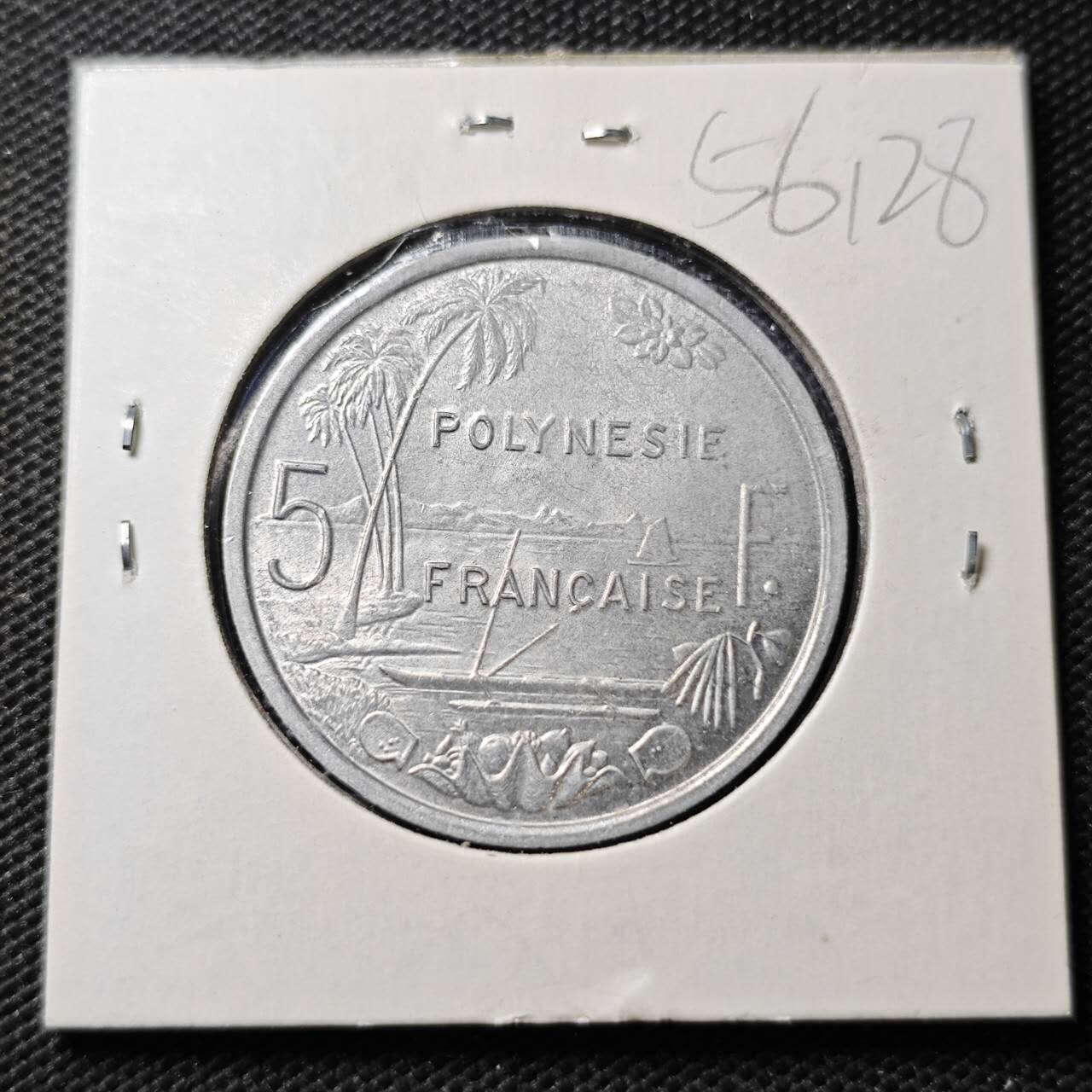 KK钱币收藏小铺  第356场  2月预留时间 周末发货  1965法属波利尼西亚5法郎