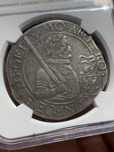 《竞宝斋》第430场 周日，周一，周二 3场连拍 （全场包邮） NGC VF35 1625年尼德兰海尔德兰省武士持剑大银币  唯一亚军分，更高分只有1枚，出分不易，品种稀少，老包浆温润，细节佳。