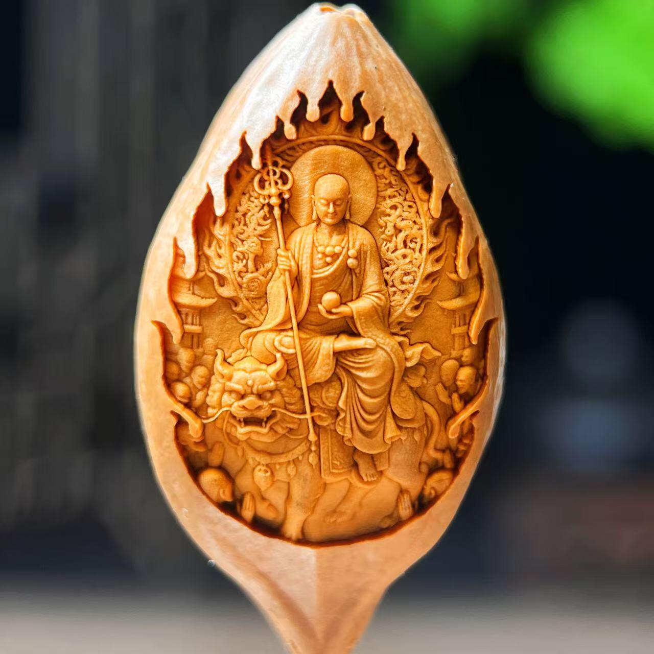 听雨轩（2）竹木核雕专场 橄榄核雕 2.0地藏王 单粒