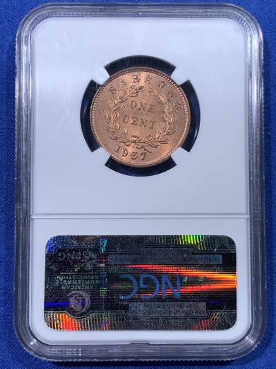 《竞宝斋》第430场 周日，周一，周二 3场连拍 （全场包邮） NGC MS64RD 沙捞越 1937年 1分 铜币 早期老盒 保存极好