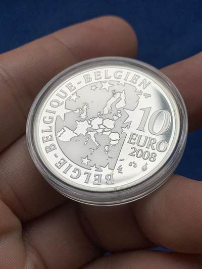 《竞宝斋》第430场 周日，周一，周二 3场连拍 （全场包邮） 比利时 2008年发行 纪念剧作家小蓝鸟百年精制币 面值10欧 ，发行2万套。带证书