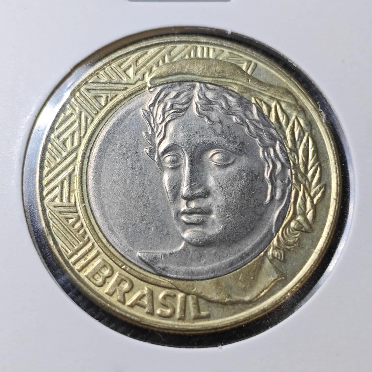 KK钱币收藏小铺  第356场  2月预留时间 周末发货  1999巴西1瑞尔双色币