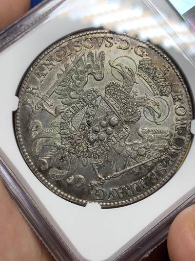 《竞宝斋》第430场 周日，周一，周二 3场连拍 （全场包邮） 冠军分 NGC MS63 德国 1761年  纽伦堡帝国自由城  弗朗茨一世 坐人 双头鹰 泰勒大银币 独年发型 极好状态