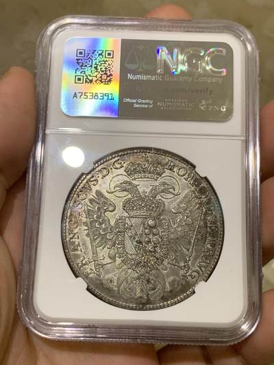 《竞宝斋》第430场 周日，周一，周二 3场连拍 （全场包邮） 冠军分 NGC MS63 德国 1761年  纽伦堡帝国自由城  弗朗茨一世 坐人 双头鹰 泰勒大银币 独年发型 极好状态